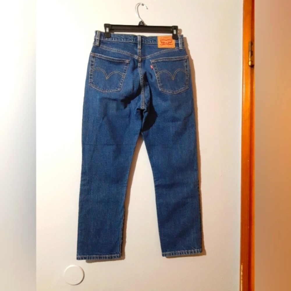 Levi's 501 Jeams Women's Crlppex Blue Straight Wide Size 27/26 Classic Denim - Picture 4 of 8